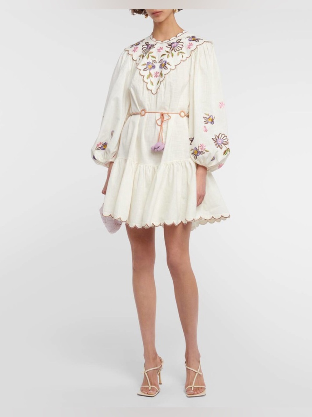 Alémais Nelly embroidered cotton and linen minidress size AU 8 Us 2
